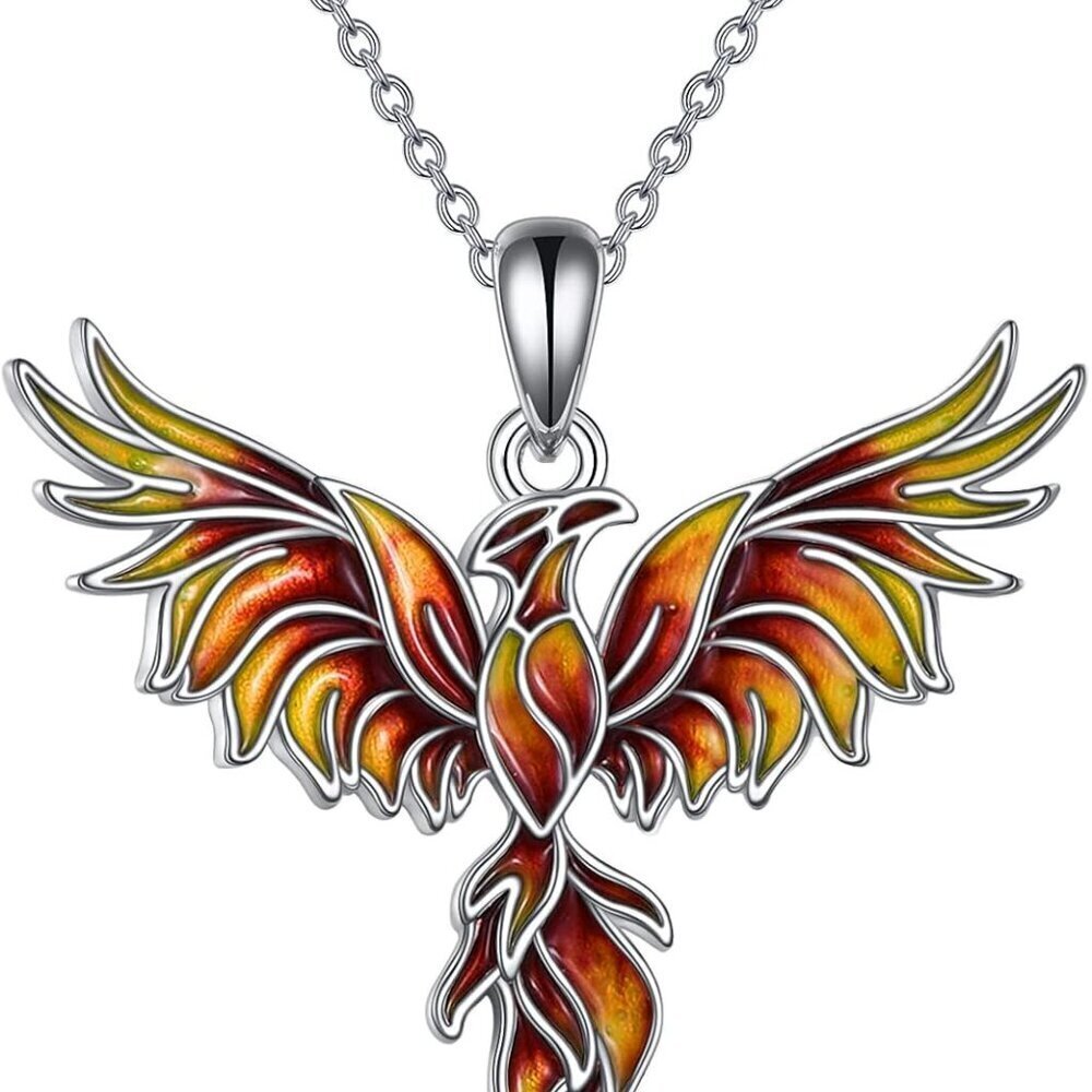 Sterling Silver Phoenix Pendant Necklace Rebirth Spirit Jewelry for Women